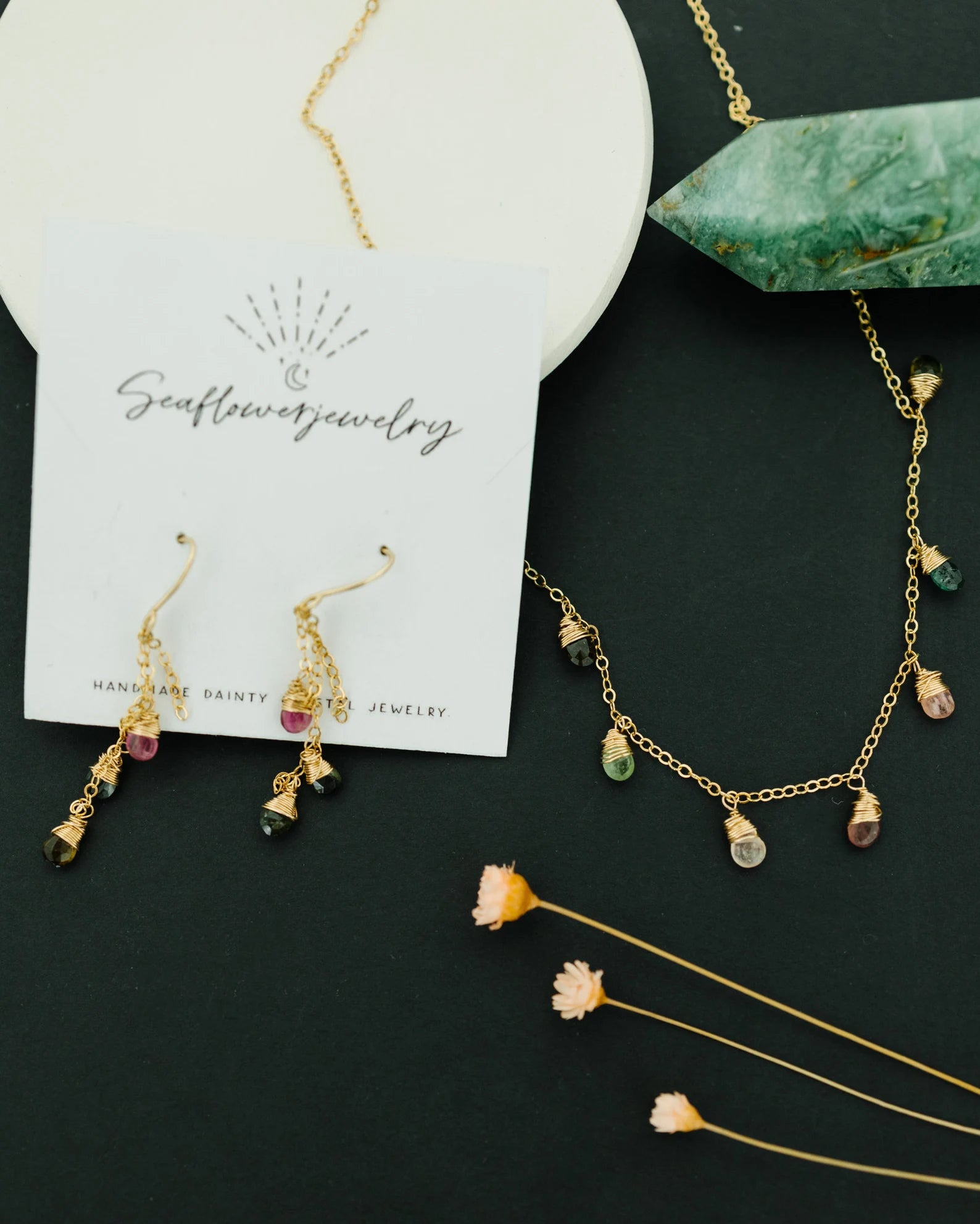 Exclusive Handmade Jewelry Gift Sets - Gemstone Elegance in Gold  display picture 1