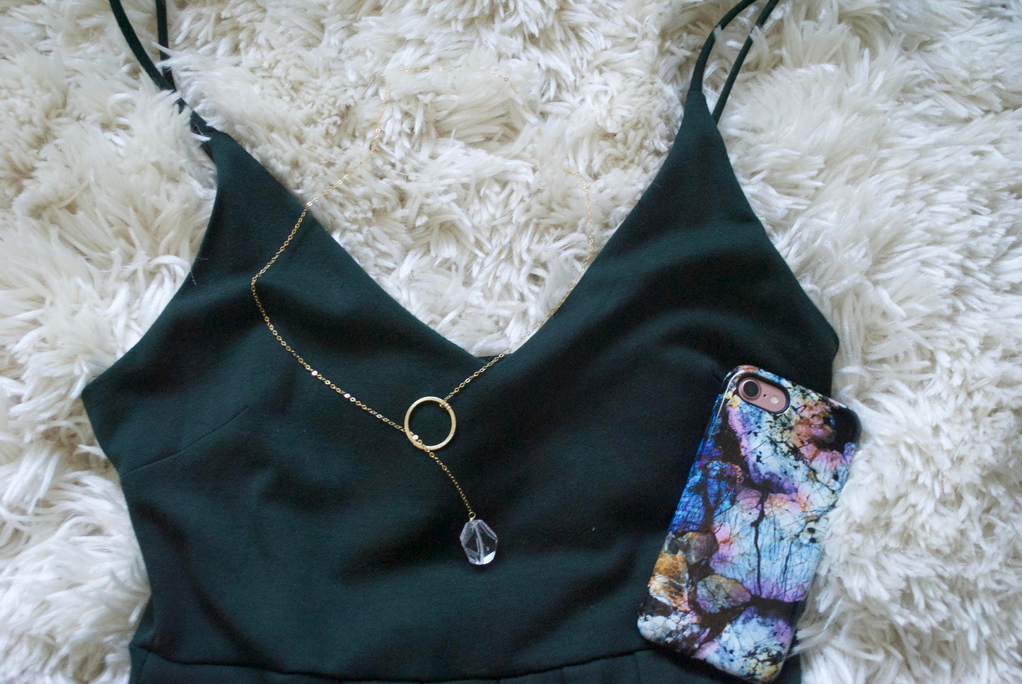 Quartz Lariat Y Necklace