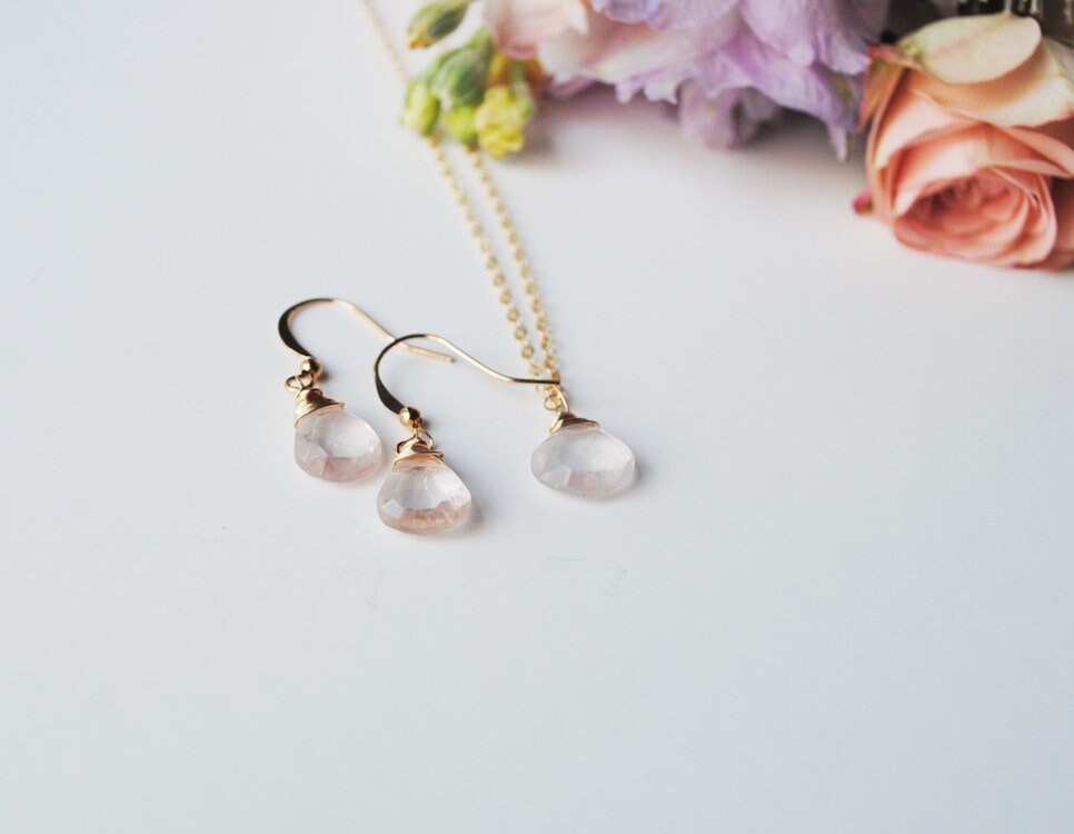 Genuine Rose Quartz Jewelry Set