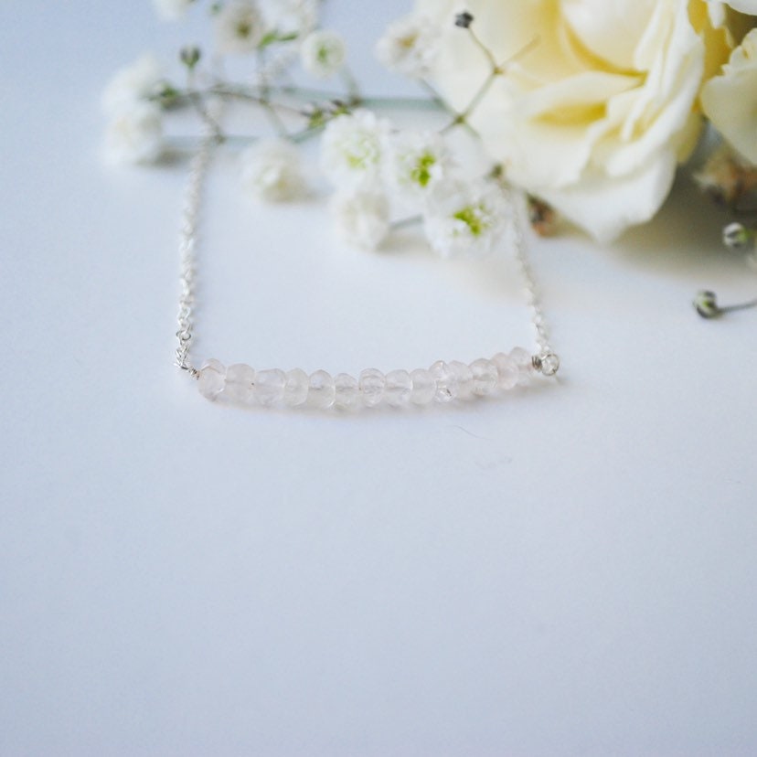 Rose Quartz Multistone Bar Necklace