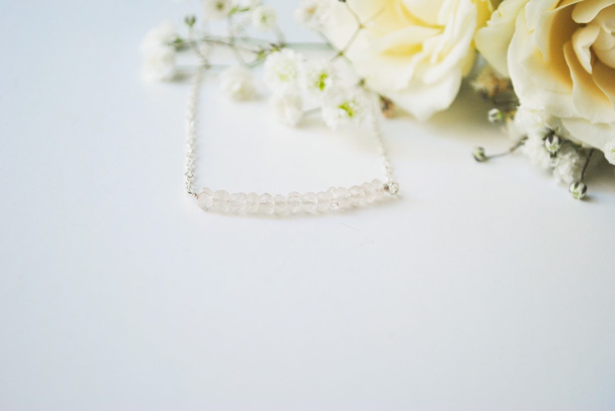 Rose Quartz Multistone Bar Necklace