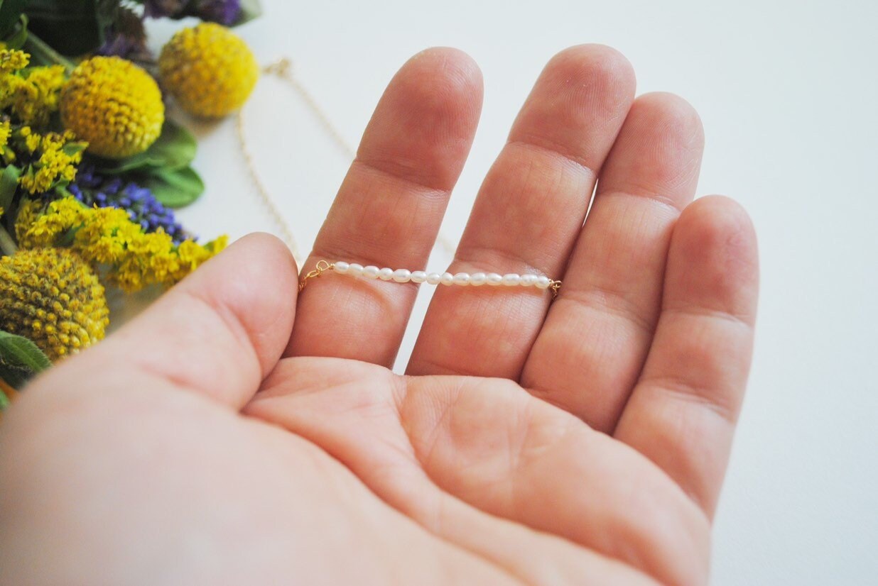 Dainty Pearl Bar Necklace
