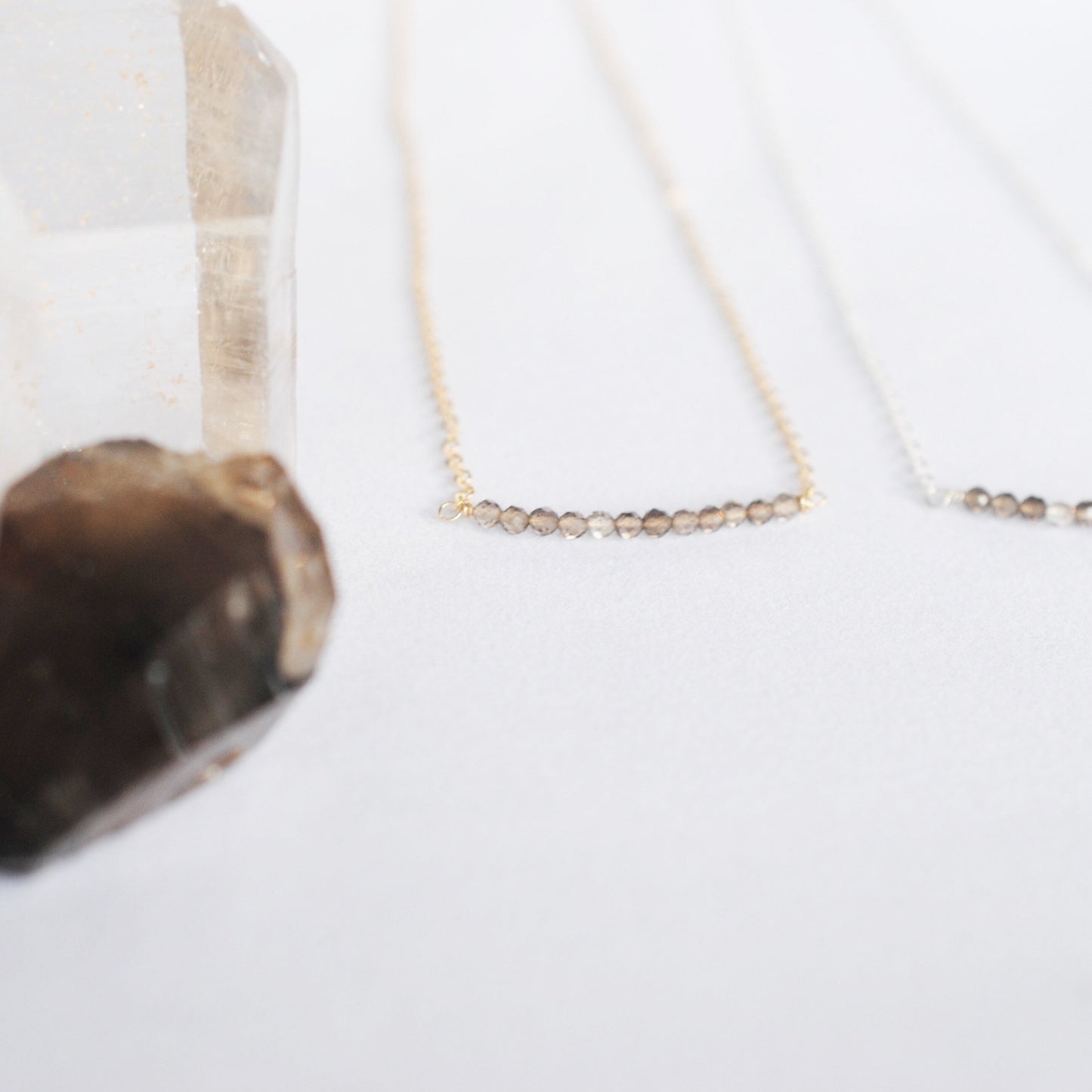 Smoky Quartz Bar Pendant Necklace