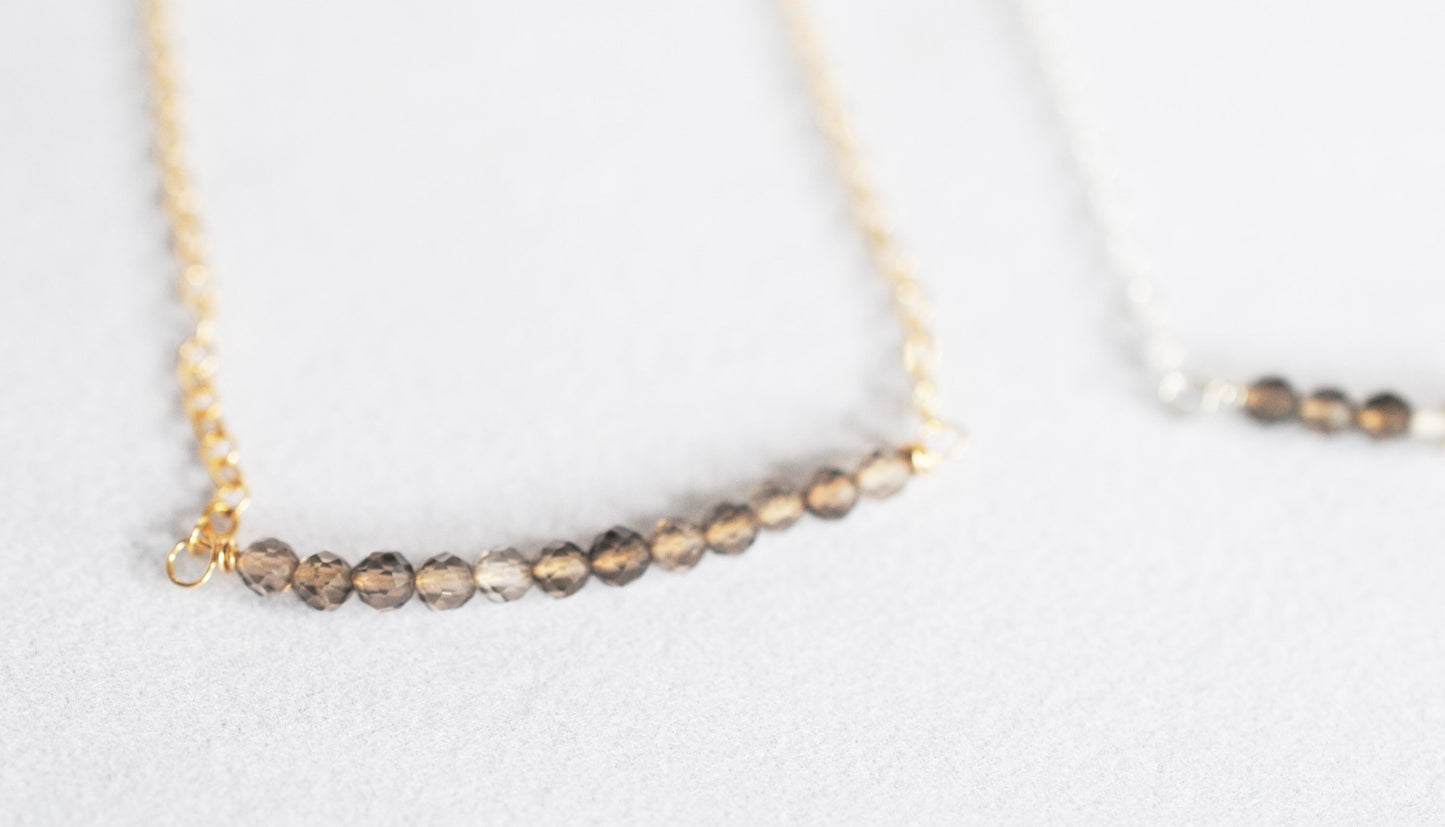 Smoky Quartz Bar Pendant Necklace