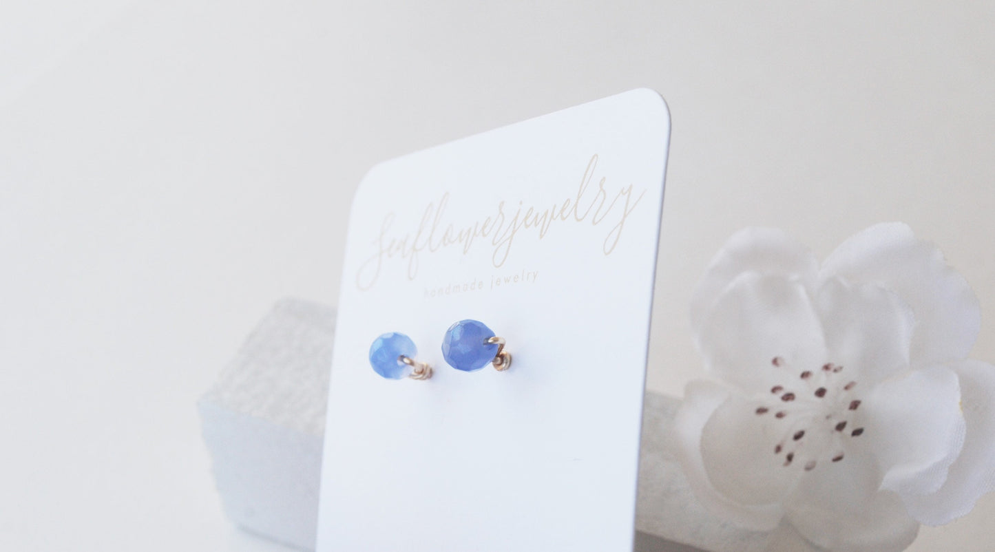 Blue Chalcedony Stud Earrings