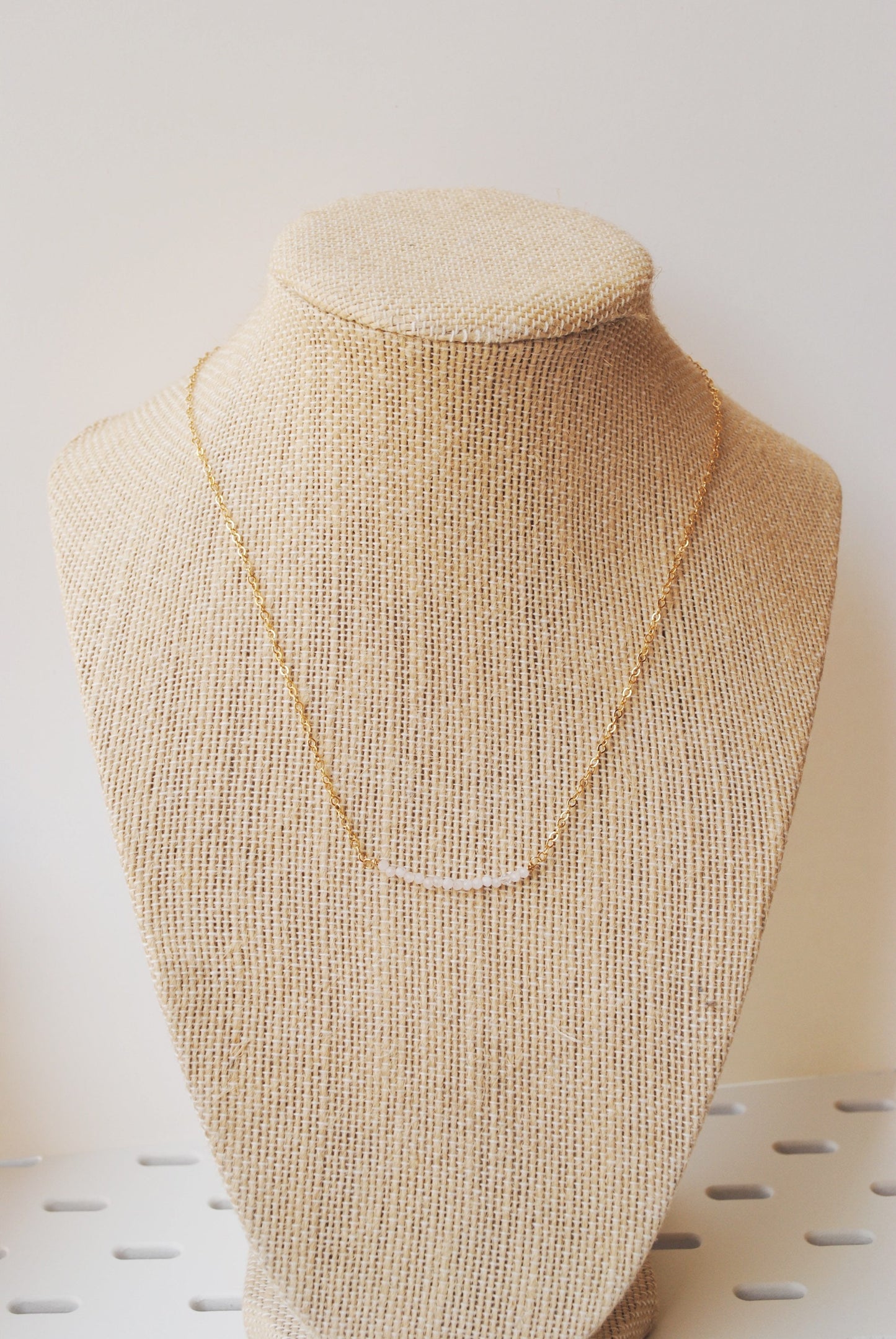 Rainbow Moonstone Beaded Bar Necklace