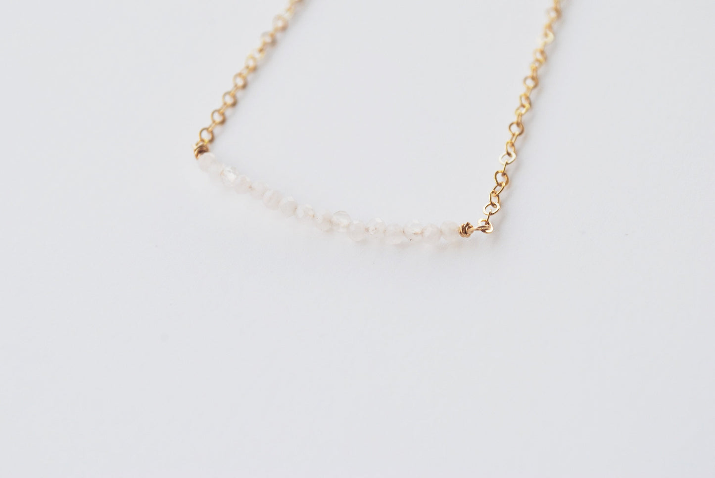 Rainbow Moonstone Beaded Bar Necklace