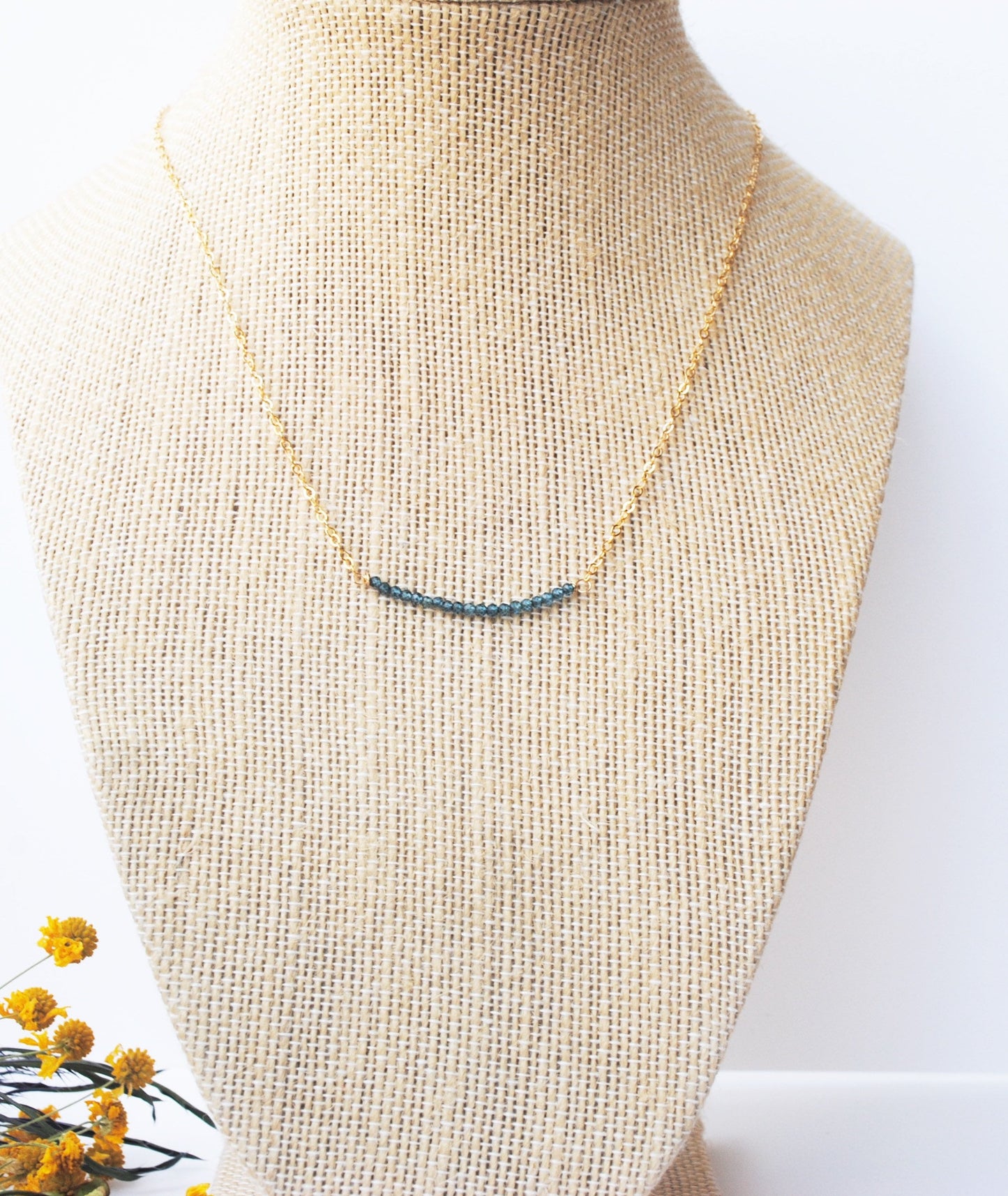 London Blue Topaz Gem Bar Necklace