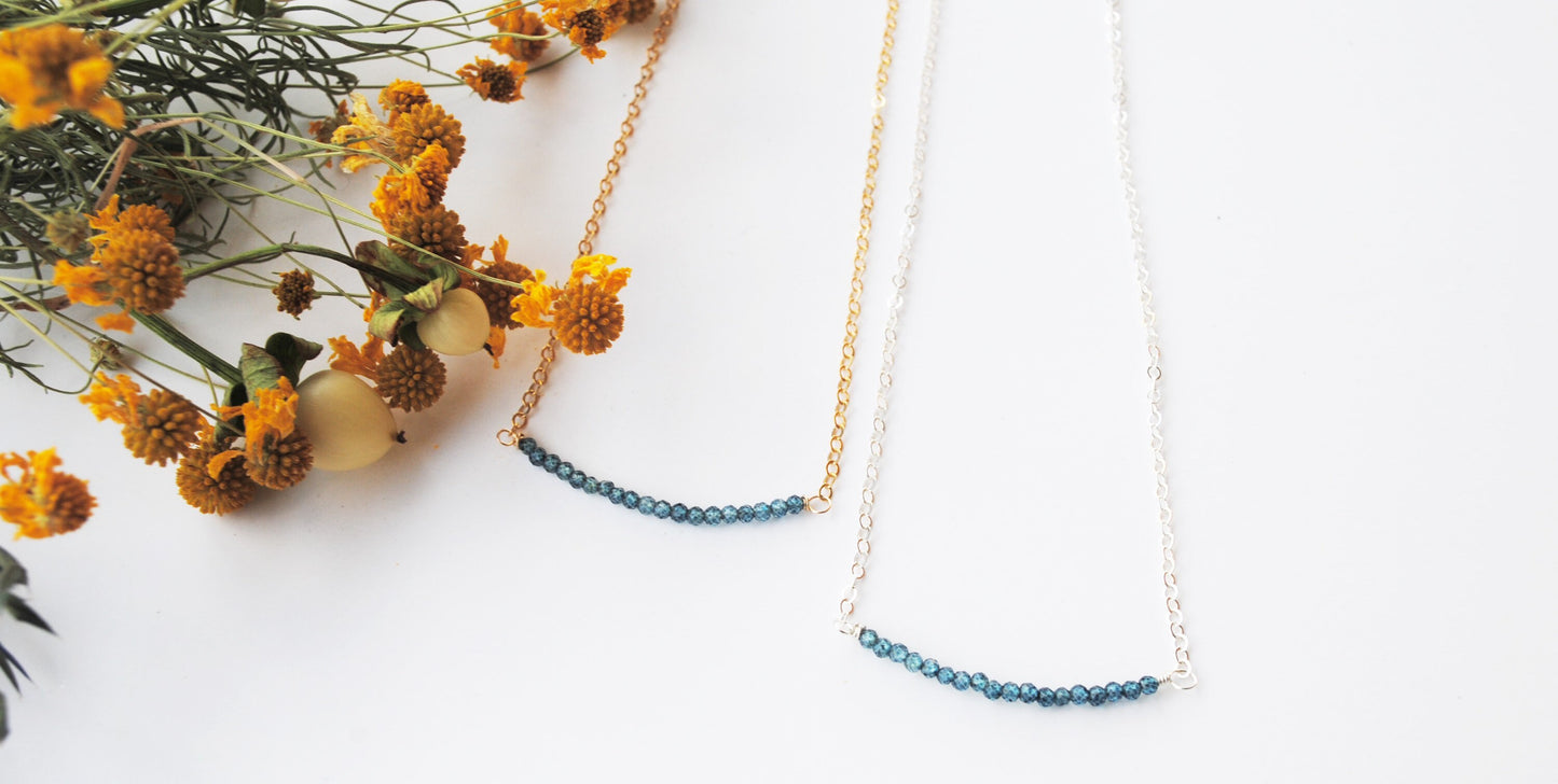 London Blue Topaz Gem Bar Necklace
