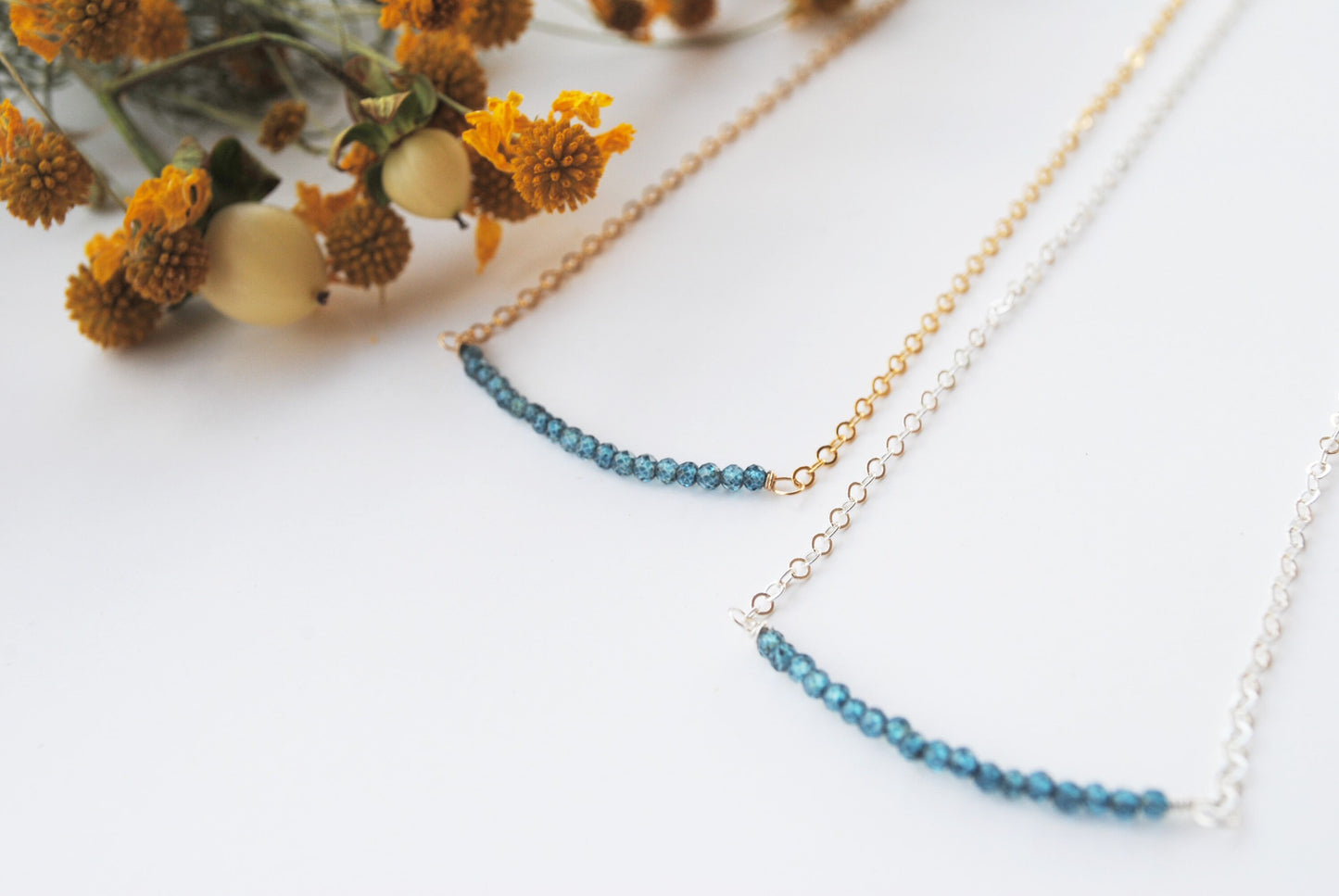 London Blue Topaz Gem Bar Necklace