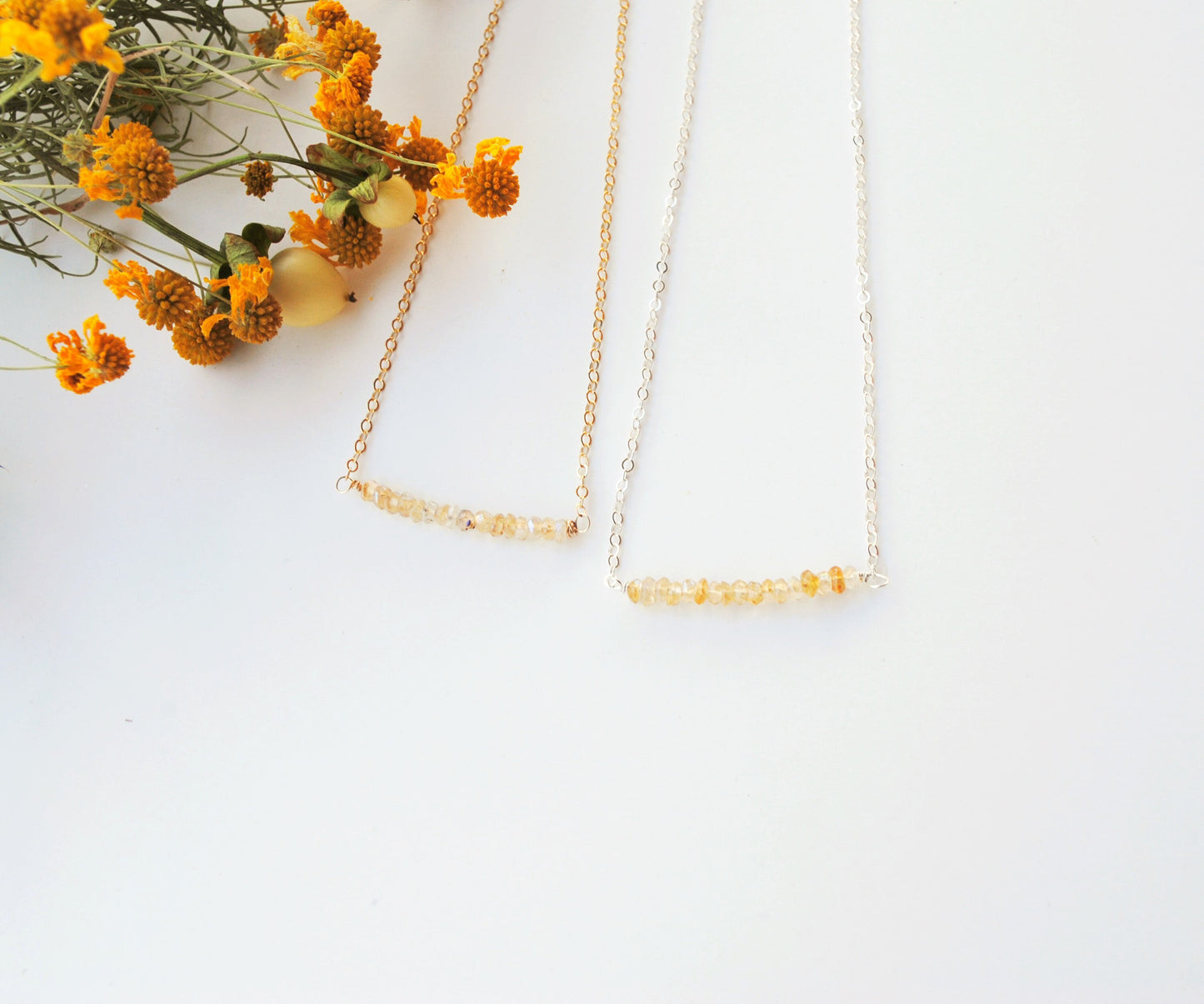 Citrine Gem Bar Necklace