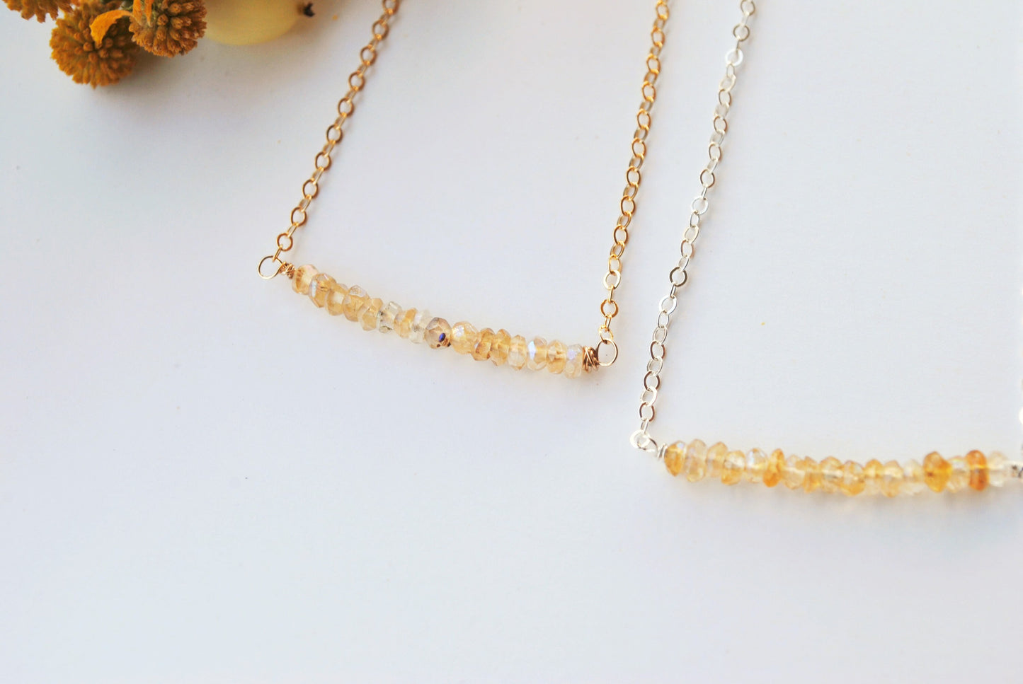 Citrine Gem Bar Necklace
