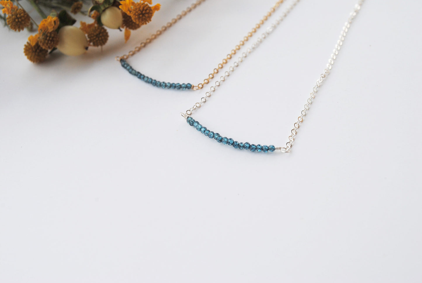 London Blue Topaz Gem Bar Necklace