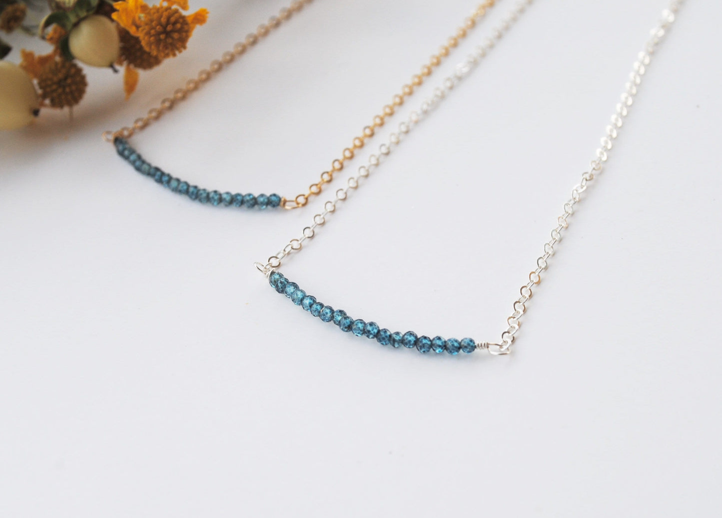 London Blue Topaz Gem Bar Necklace