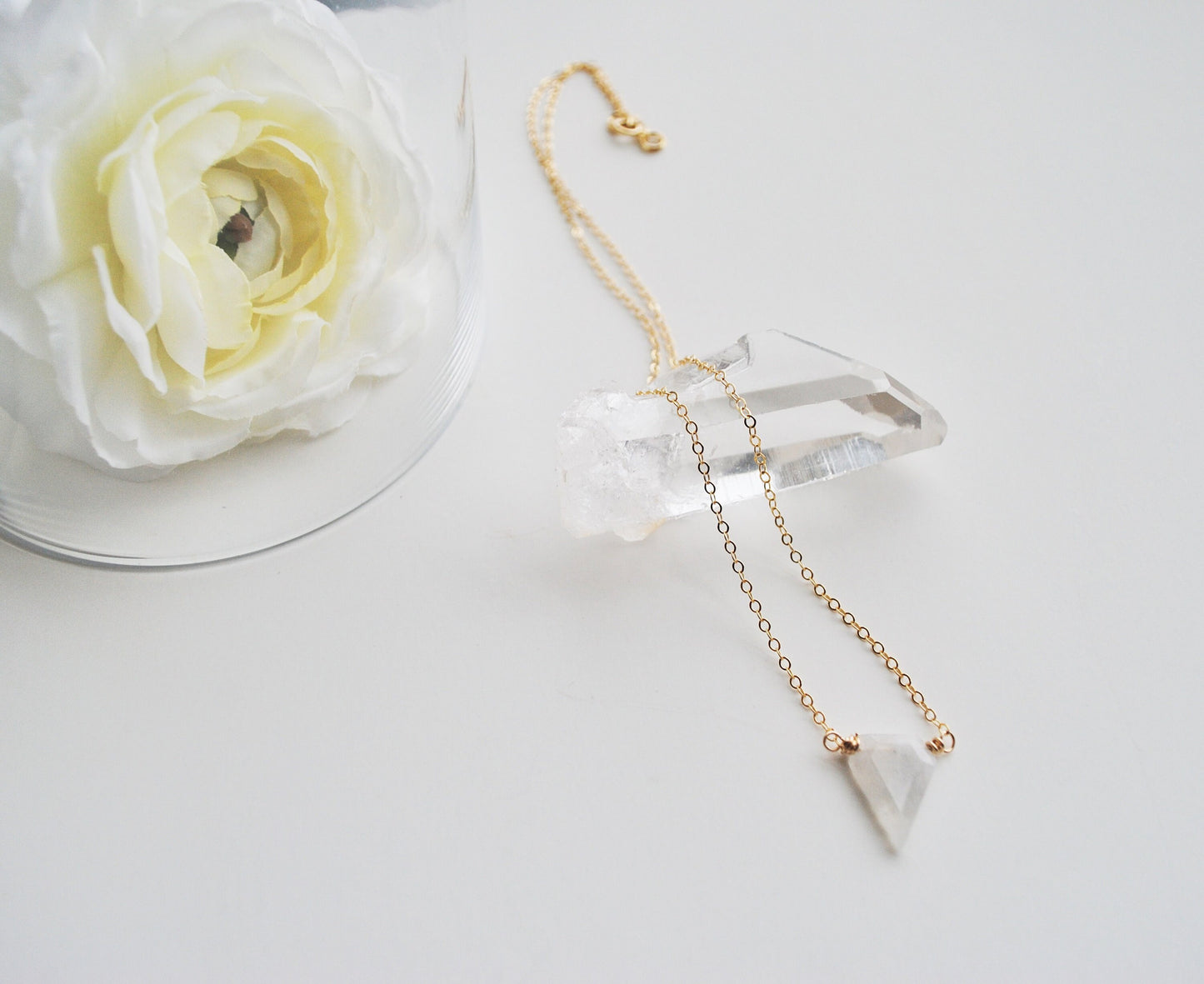 White Rainbow Moonstone Necklace