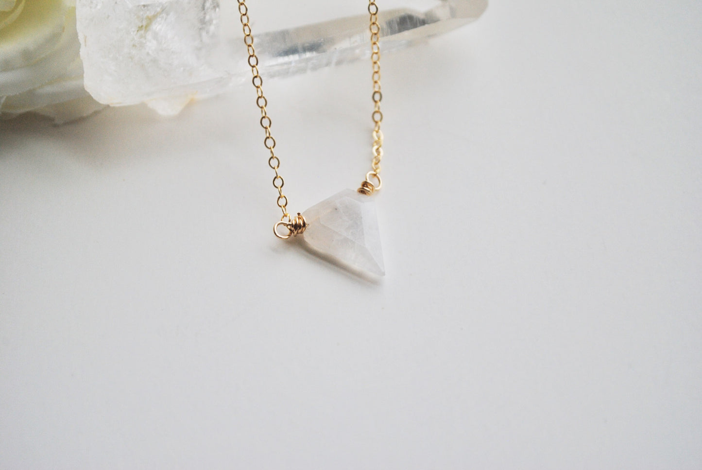 White Rainbow Moonstone Necklace