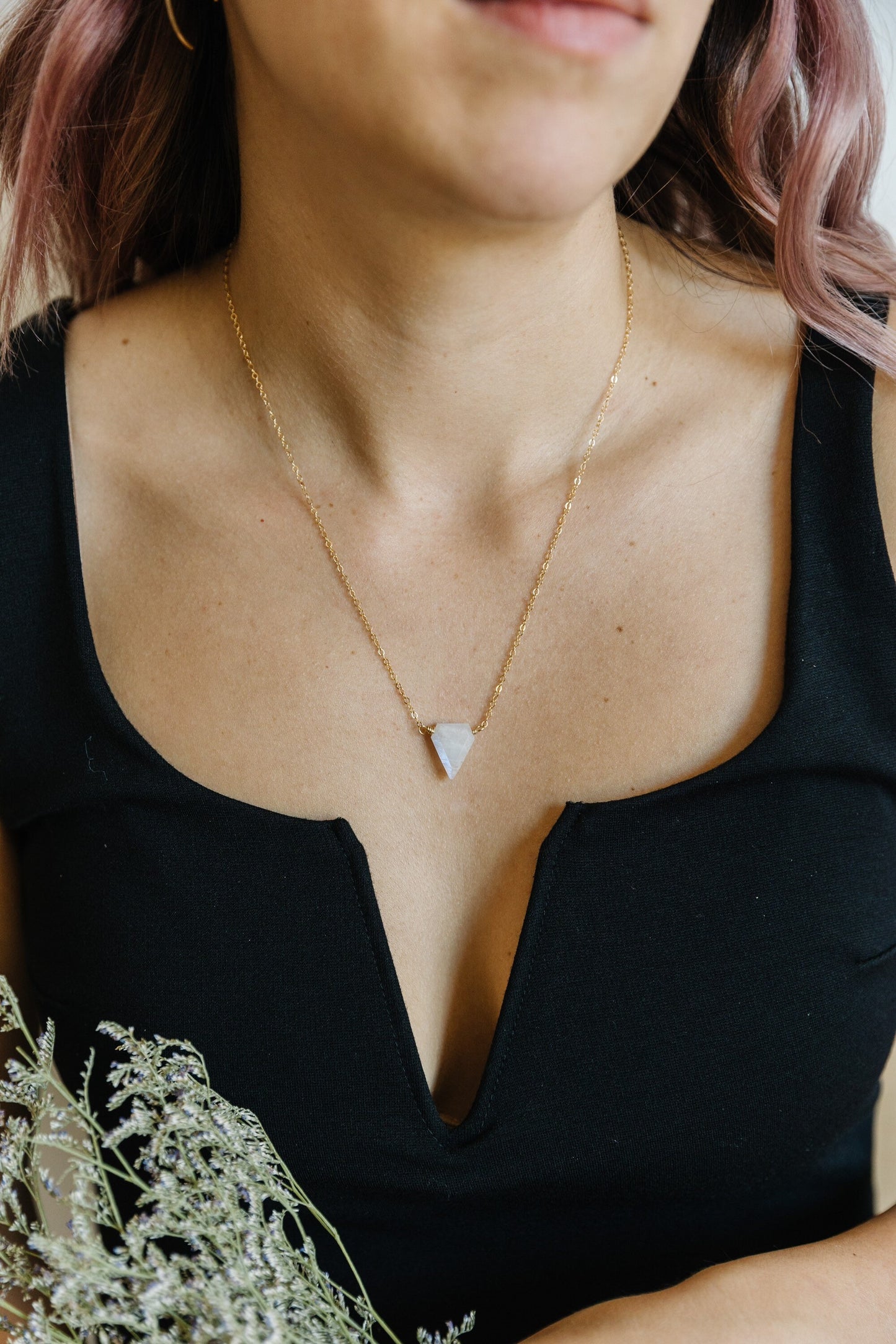 White Rainbow Moonstone Necklace