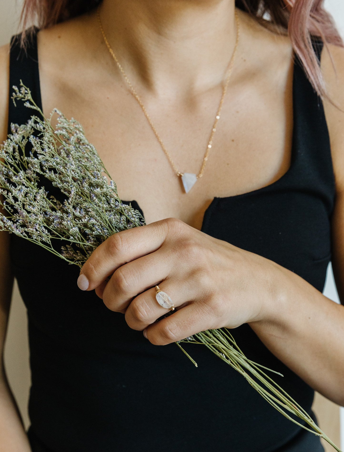 White Rainbow Moonstone Necklace