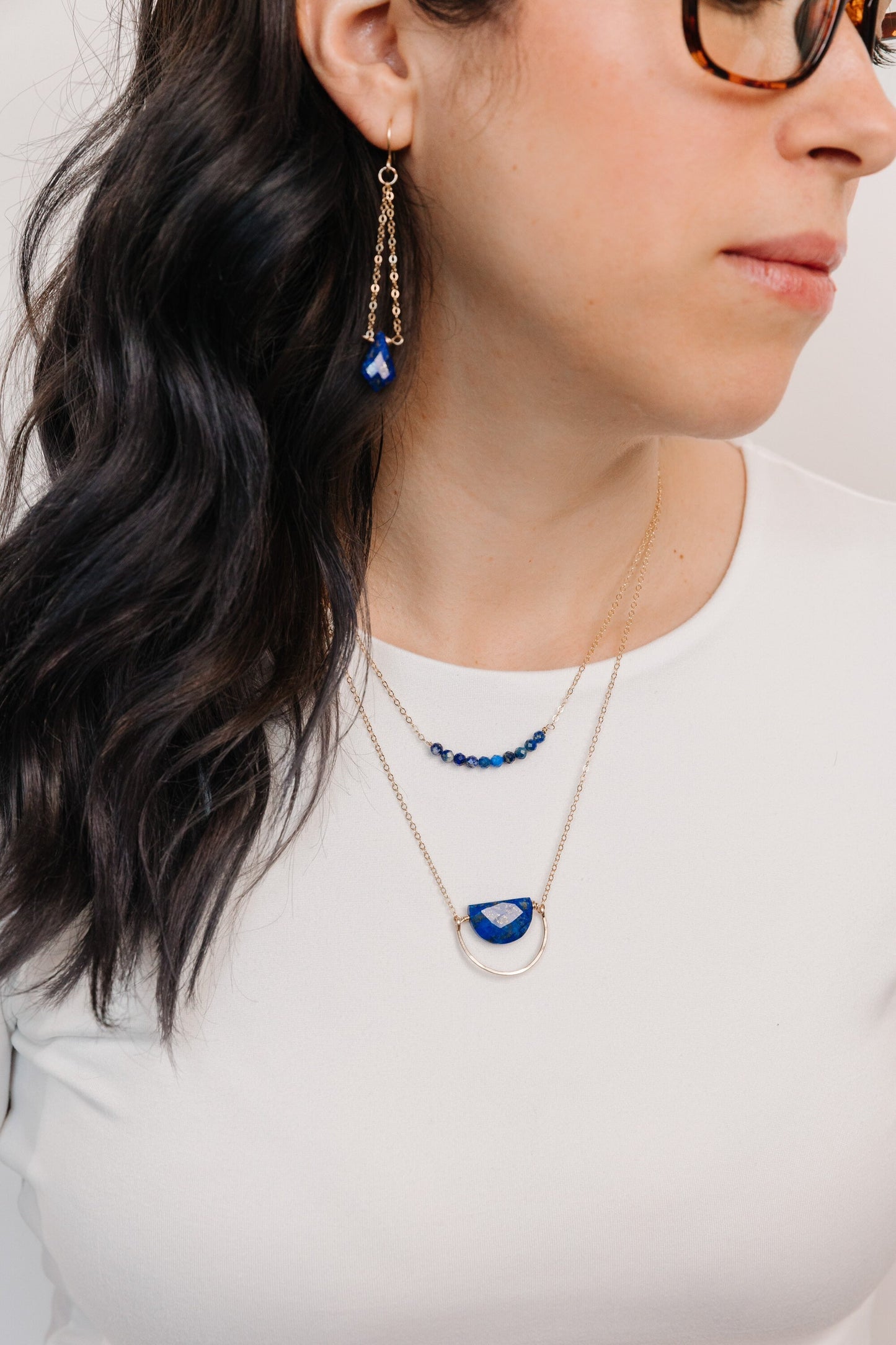 Lapis Lazuli Gem Bar Necklace