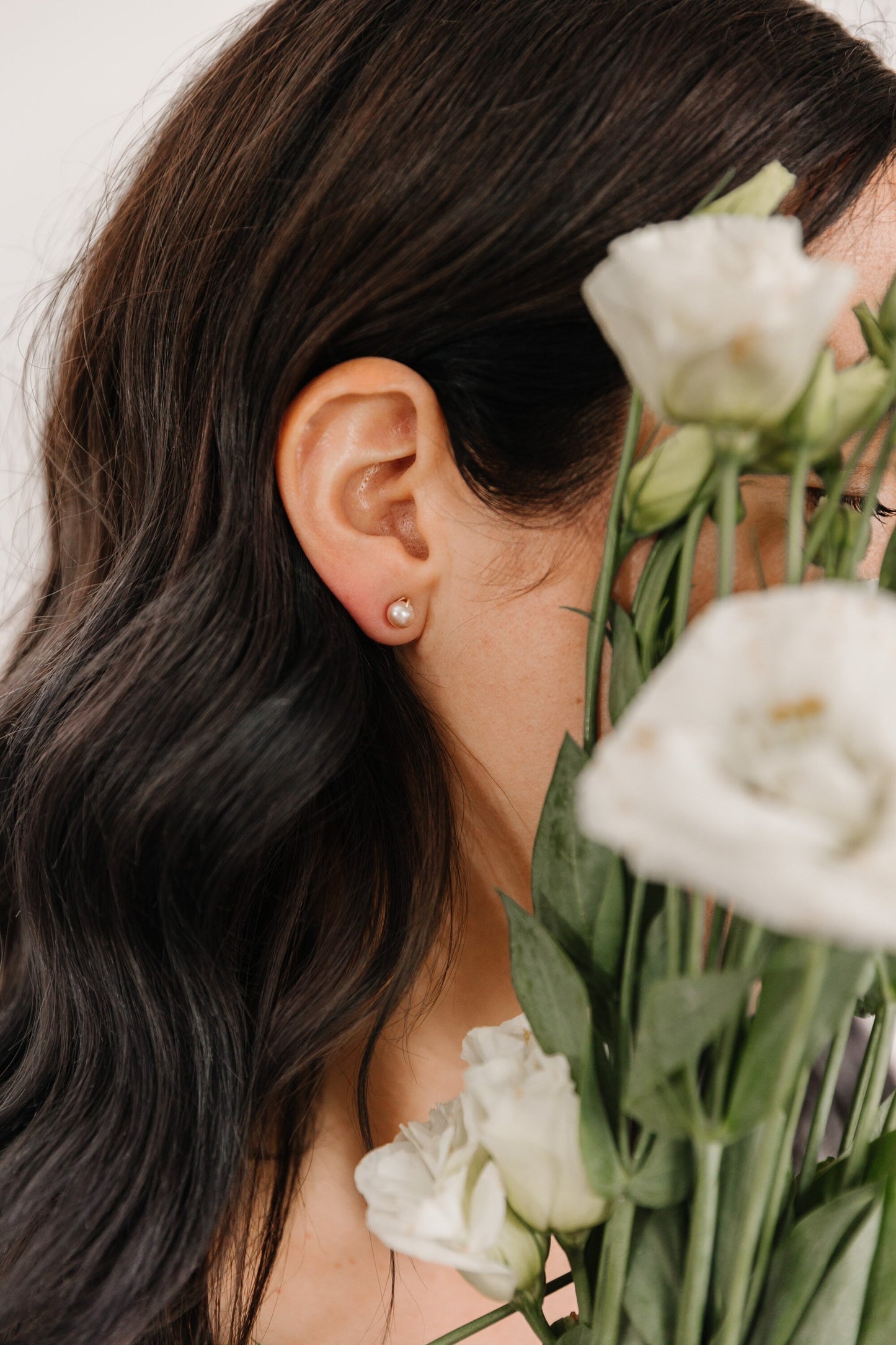 Pink Pearl Stud Earrings