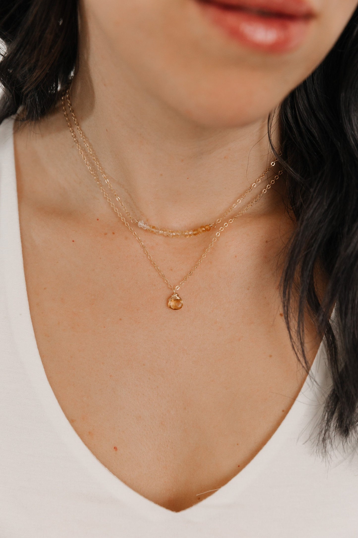 Citrine Gem Bar Necklace