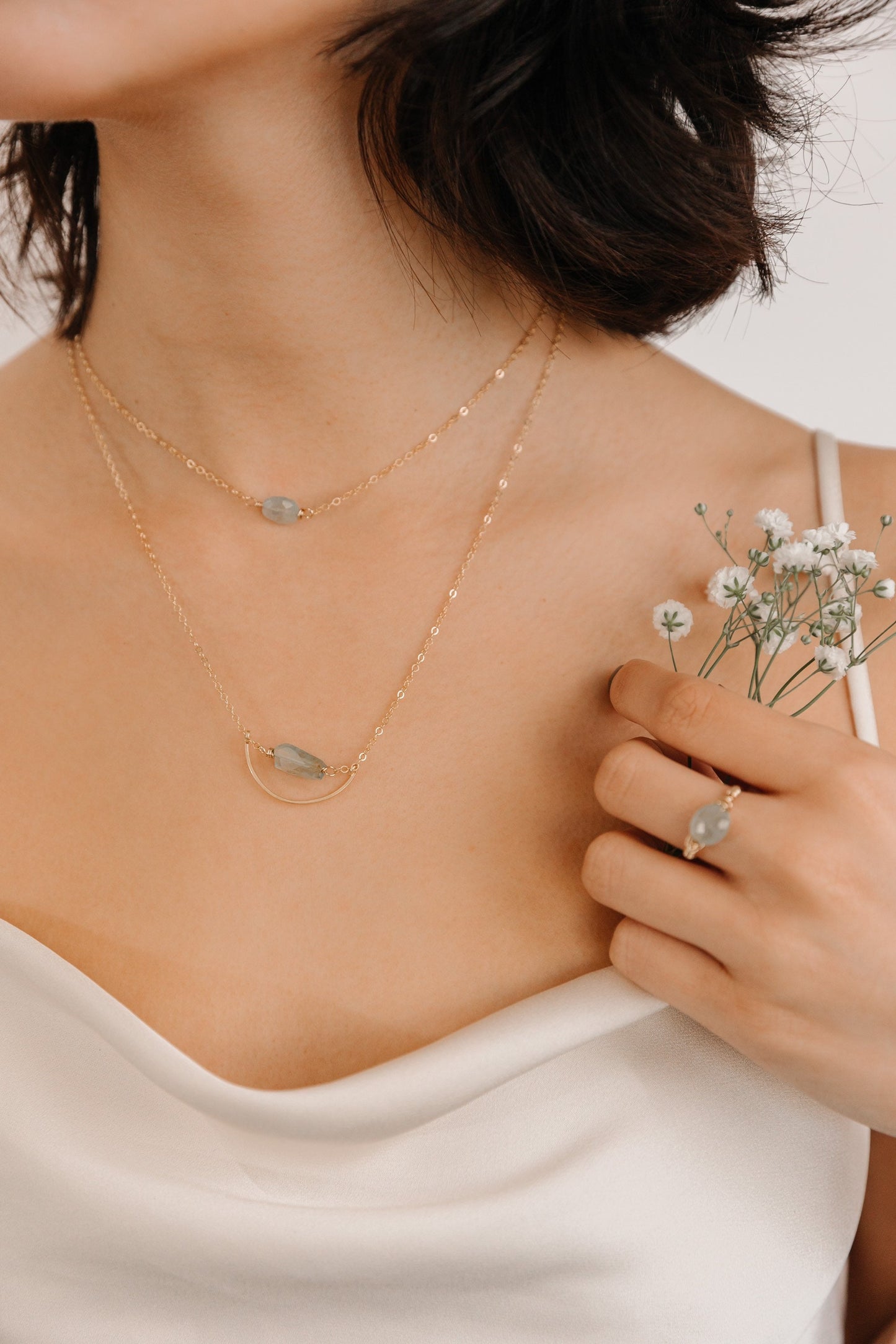 Aquamarine Eye layering necklace
