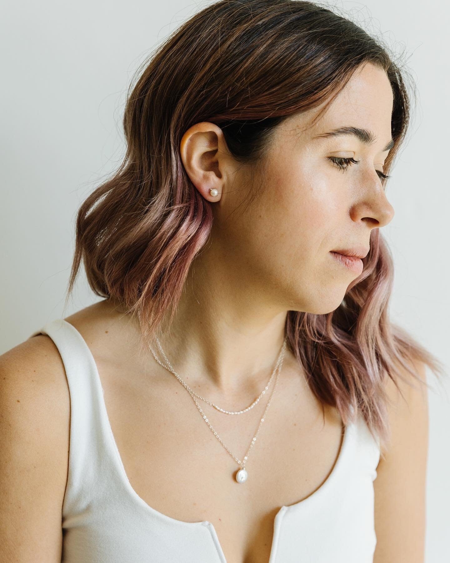 Pink Pearl Stud Earrings