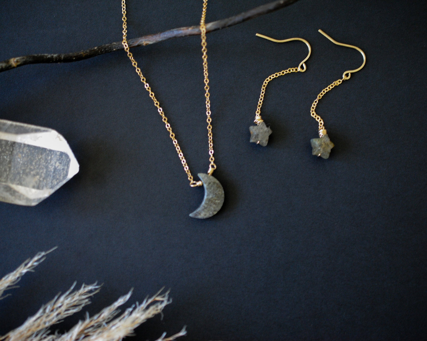 Moon Necklace & Star Earrings Set