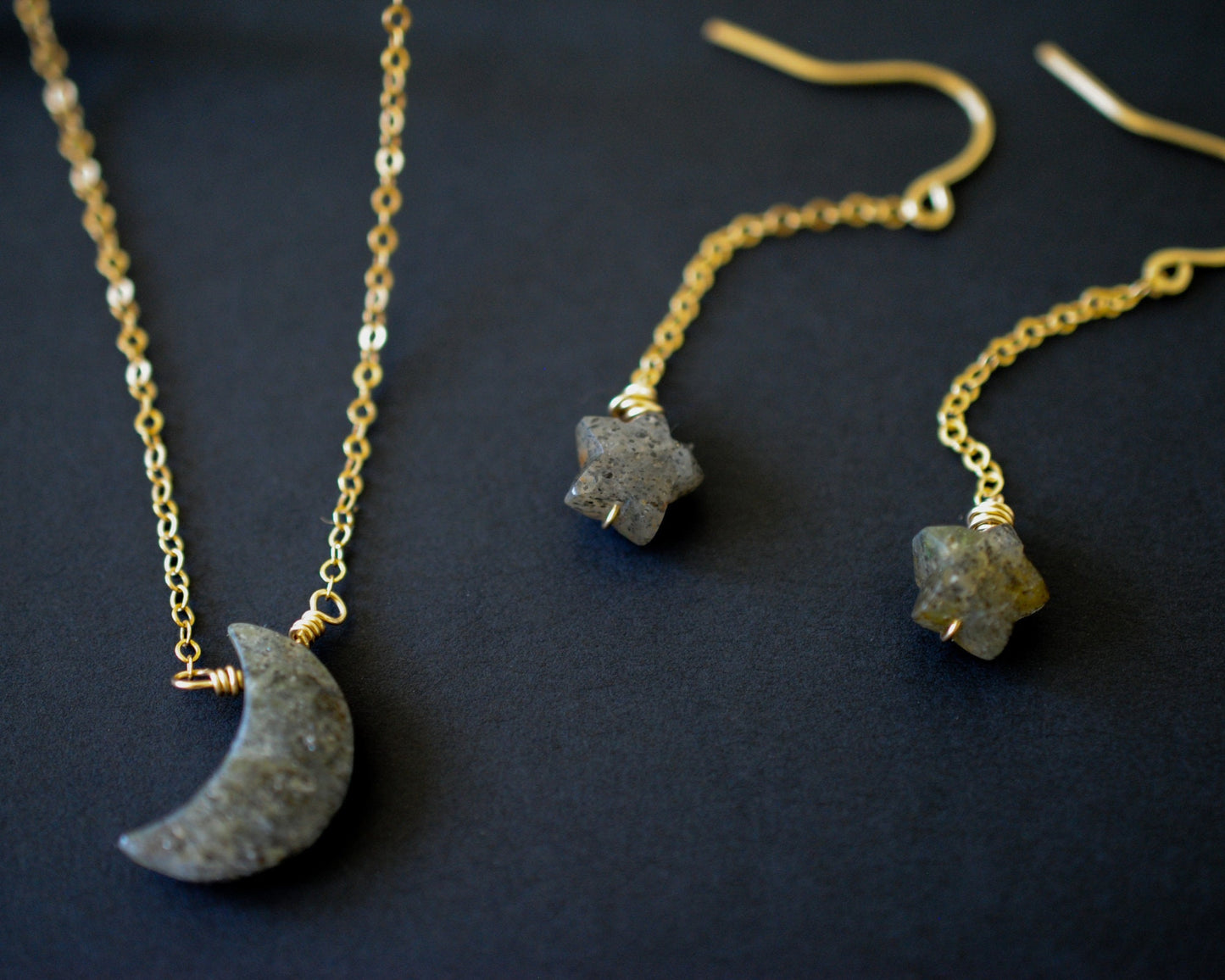 Moon Necklace & Star Earrings Set