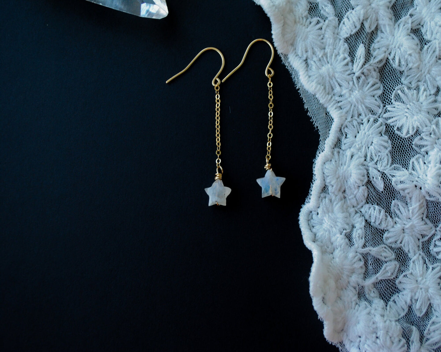 Crystal Moon Necklace & Star Earrings Set