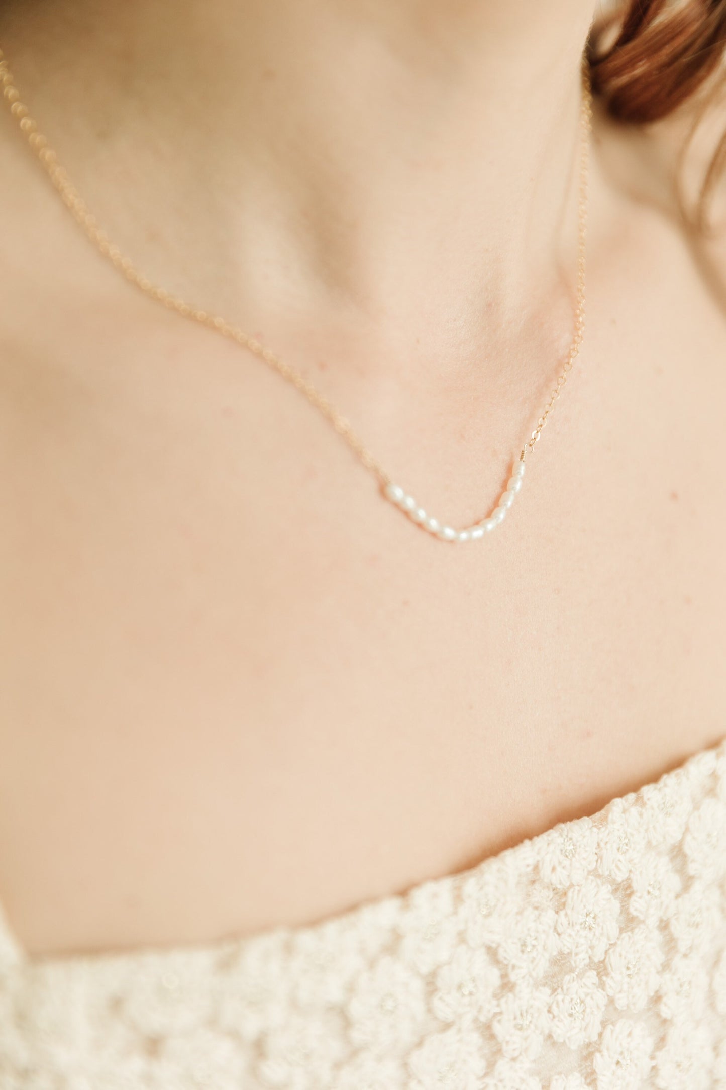 Dainty Pearl Bar Necklace