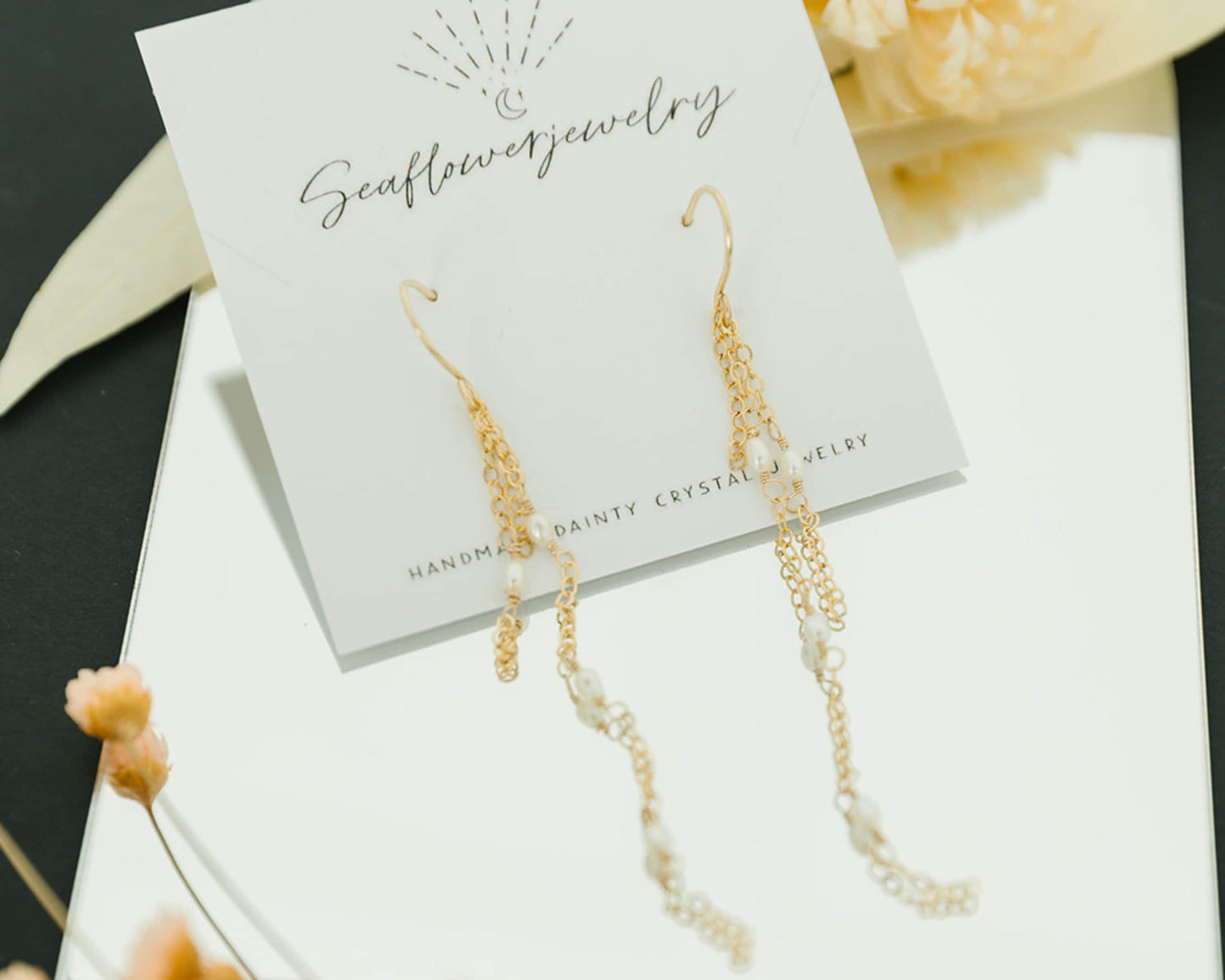 Pearl chain earrings