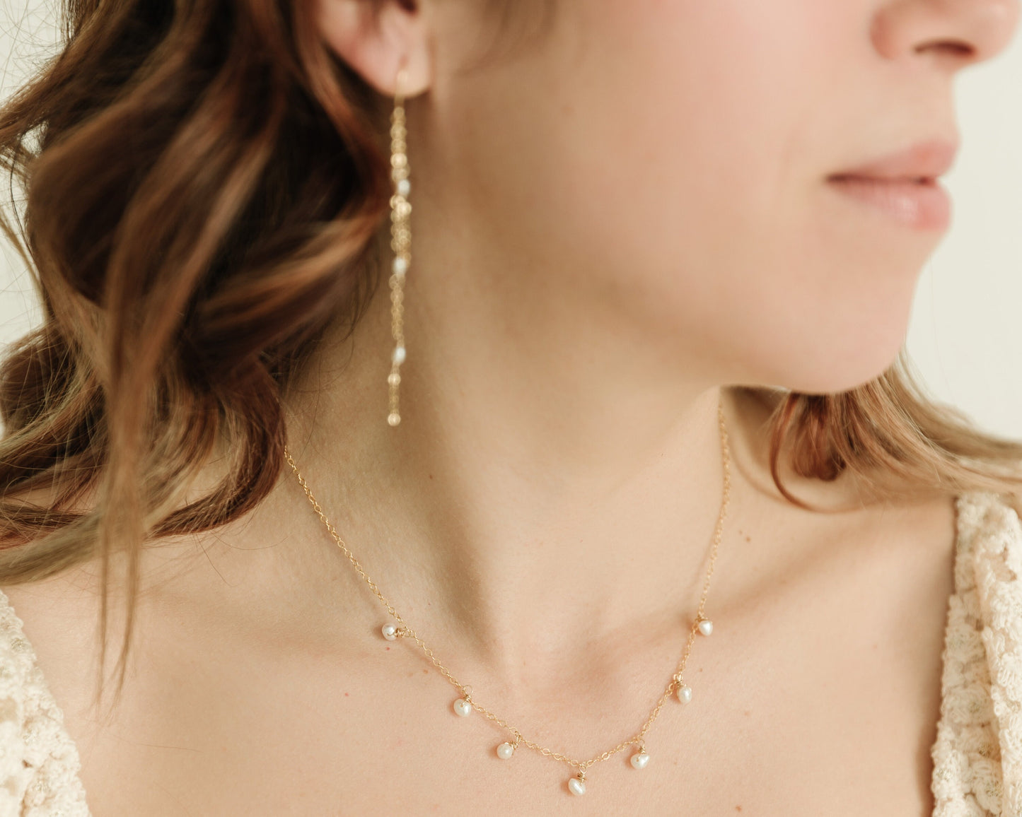 Pearl chain earrings