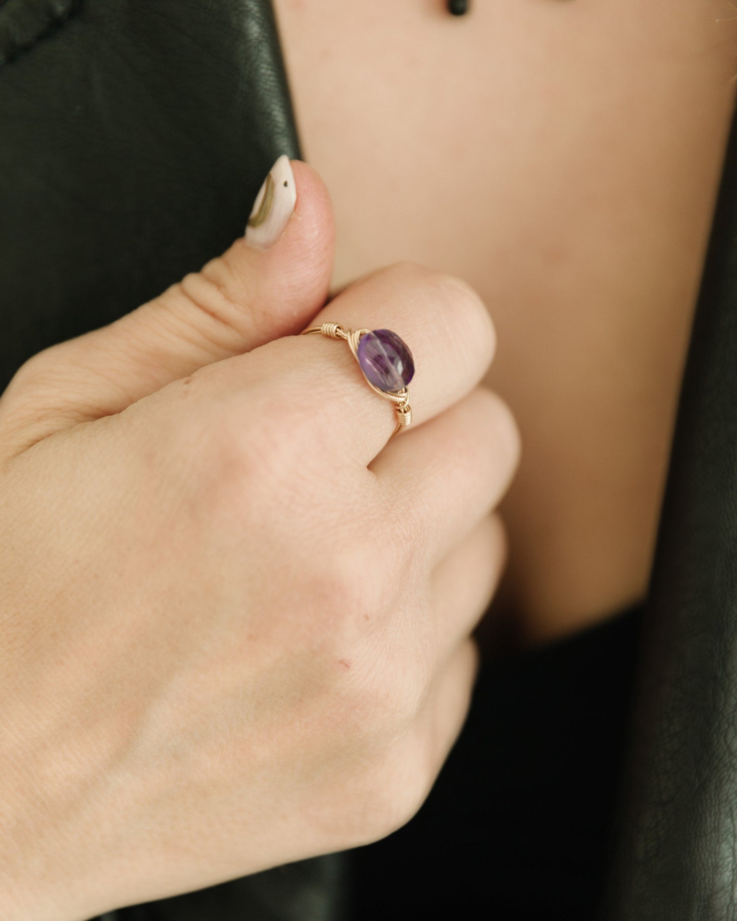 Amethyst Ring Wire Wrapped Ring