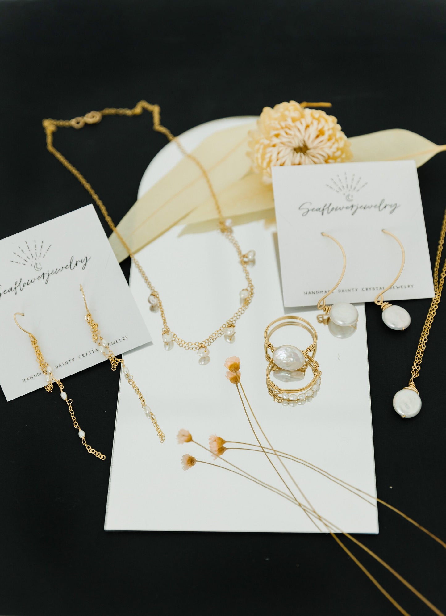 Pearl chain earrings
