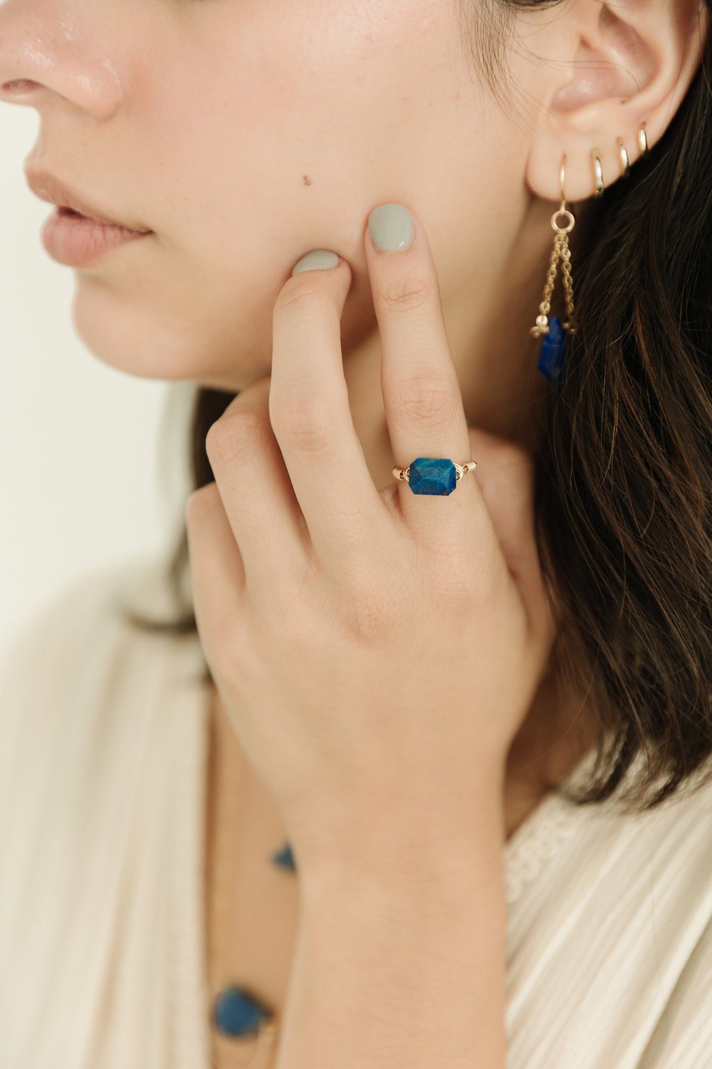 Lapis Lazuli Boho Chandelier Earrings