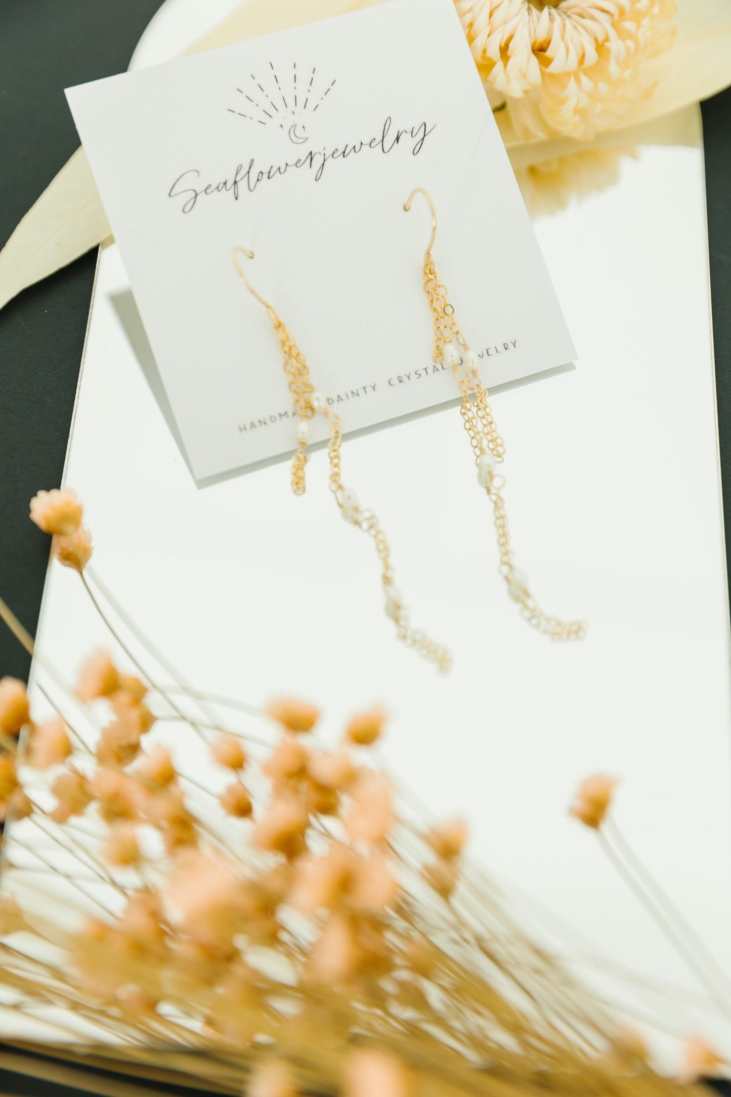 Pearl chain earrings