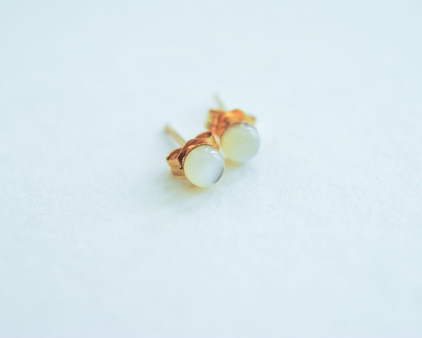 Gold Mother of Pearl Stud Earrings
