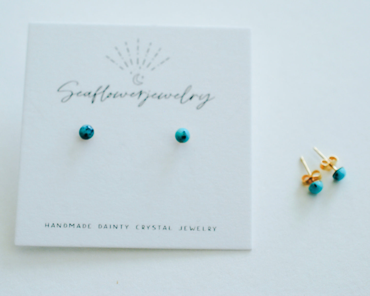 Gold Turquoise Stud Earrings