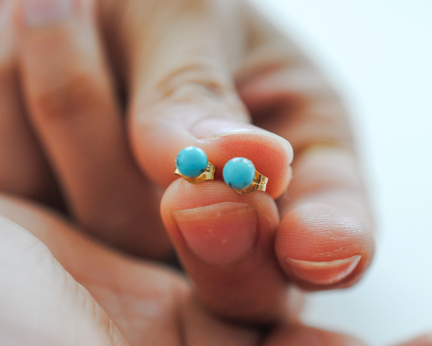 Gold Turquoise Stud Earrings