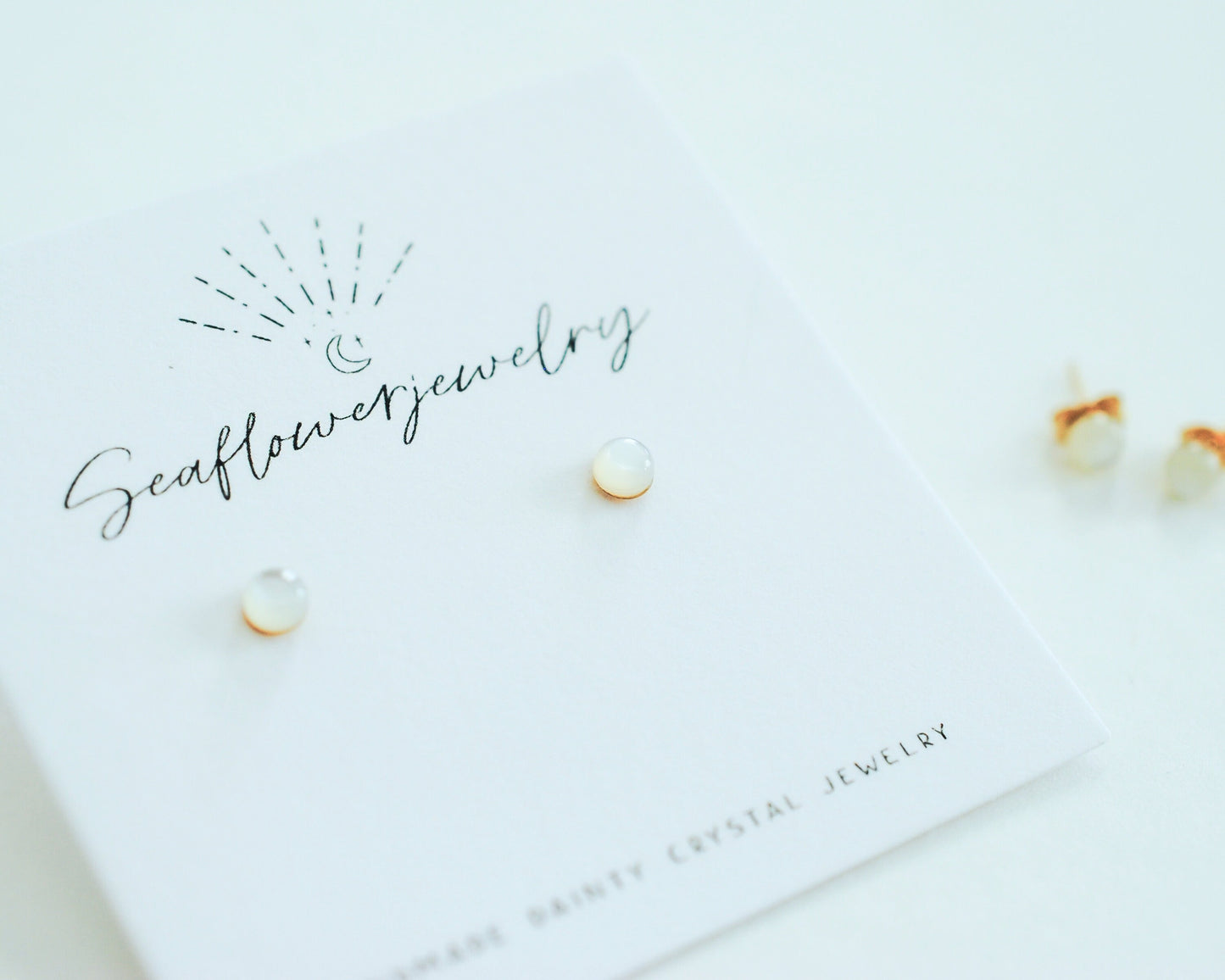 Gold Mother of Pearl Stud Earrings