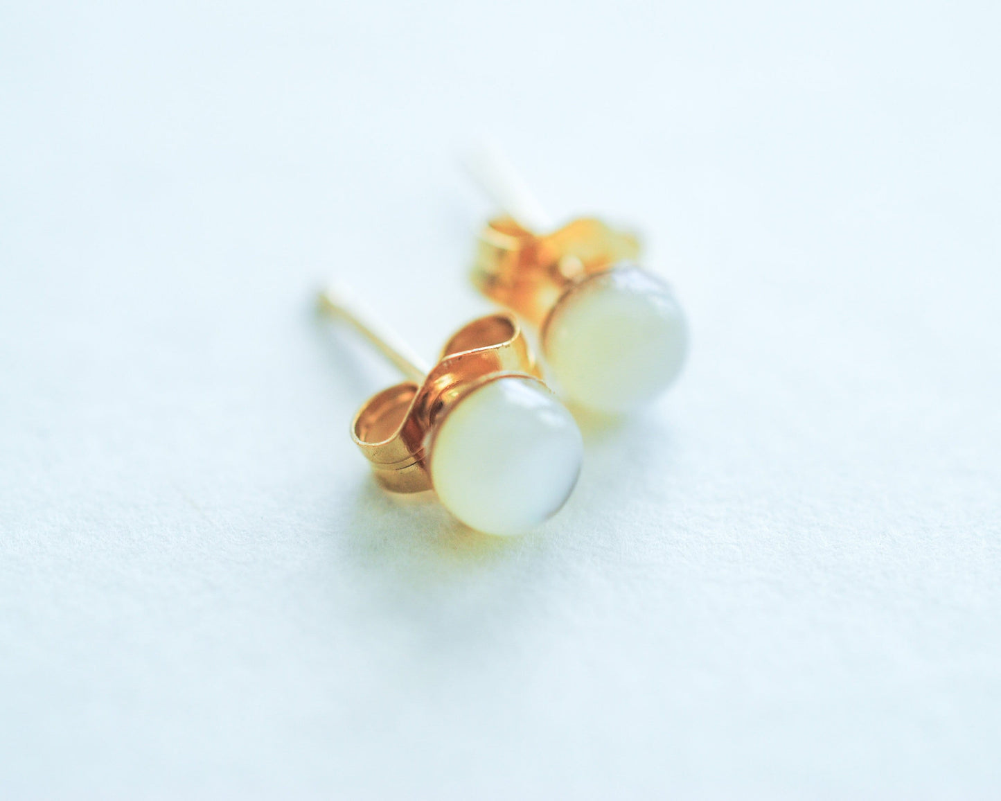 Gold Mother of Pearl Stud Earrings