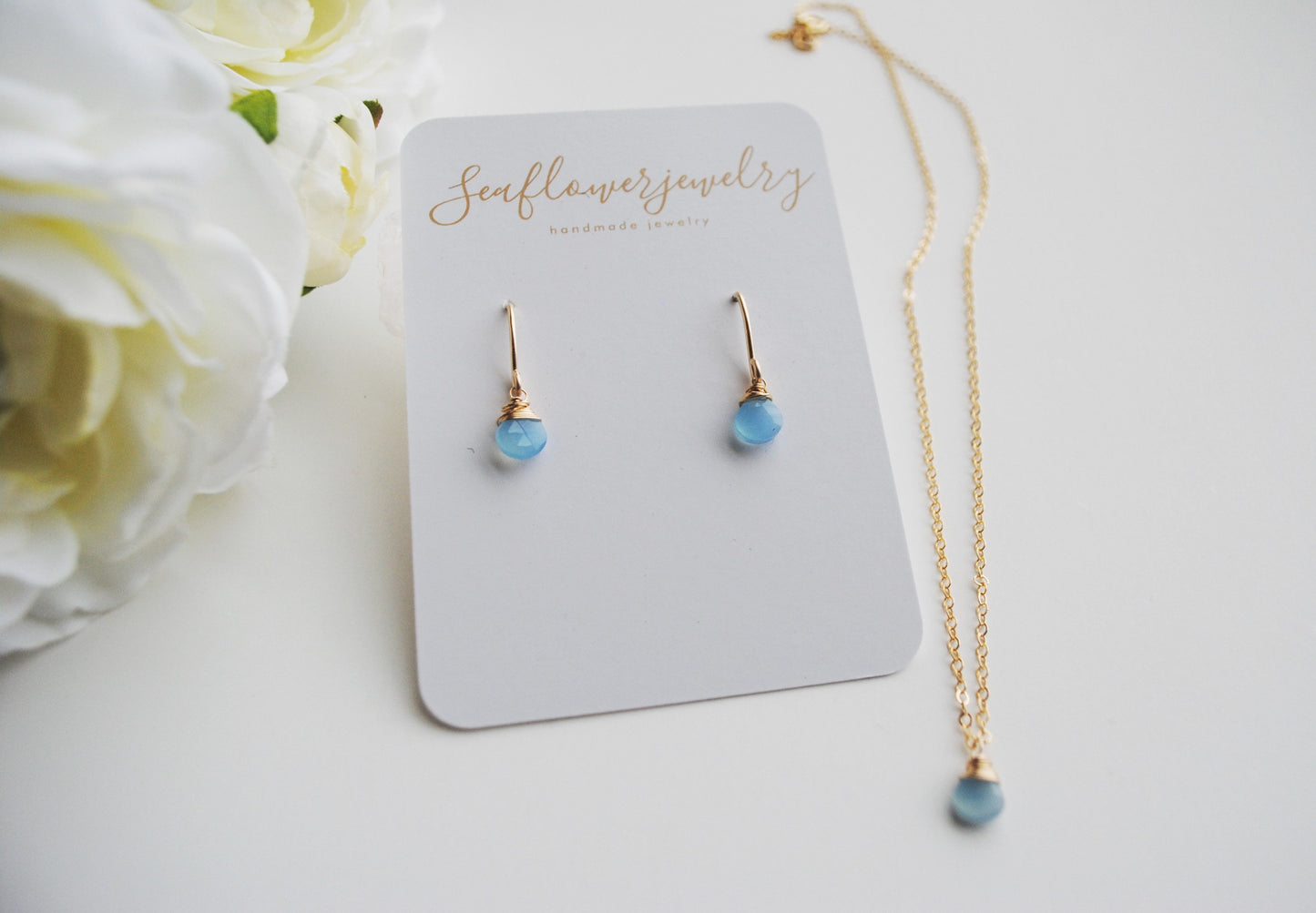 Blue Chalcedony Jewelry Set