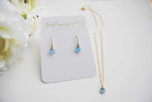 Blue Chalcedony Jewelry Set