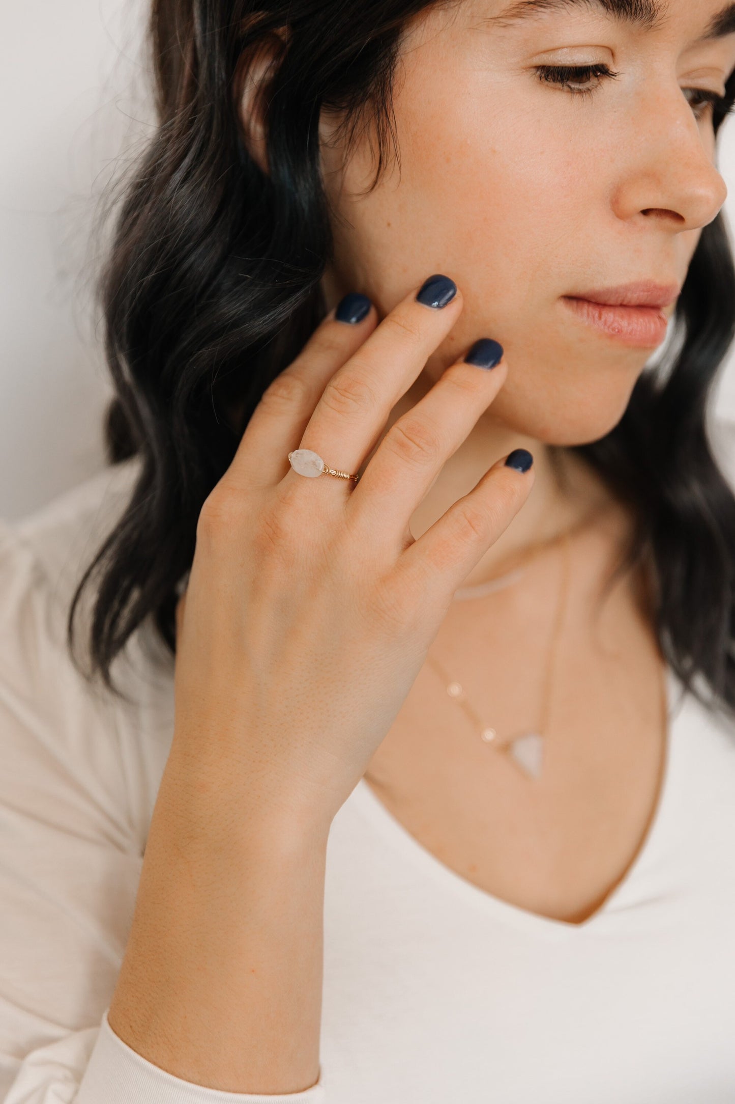 Boho Rainbow Moonstone Ring