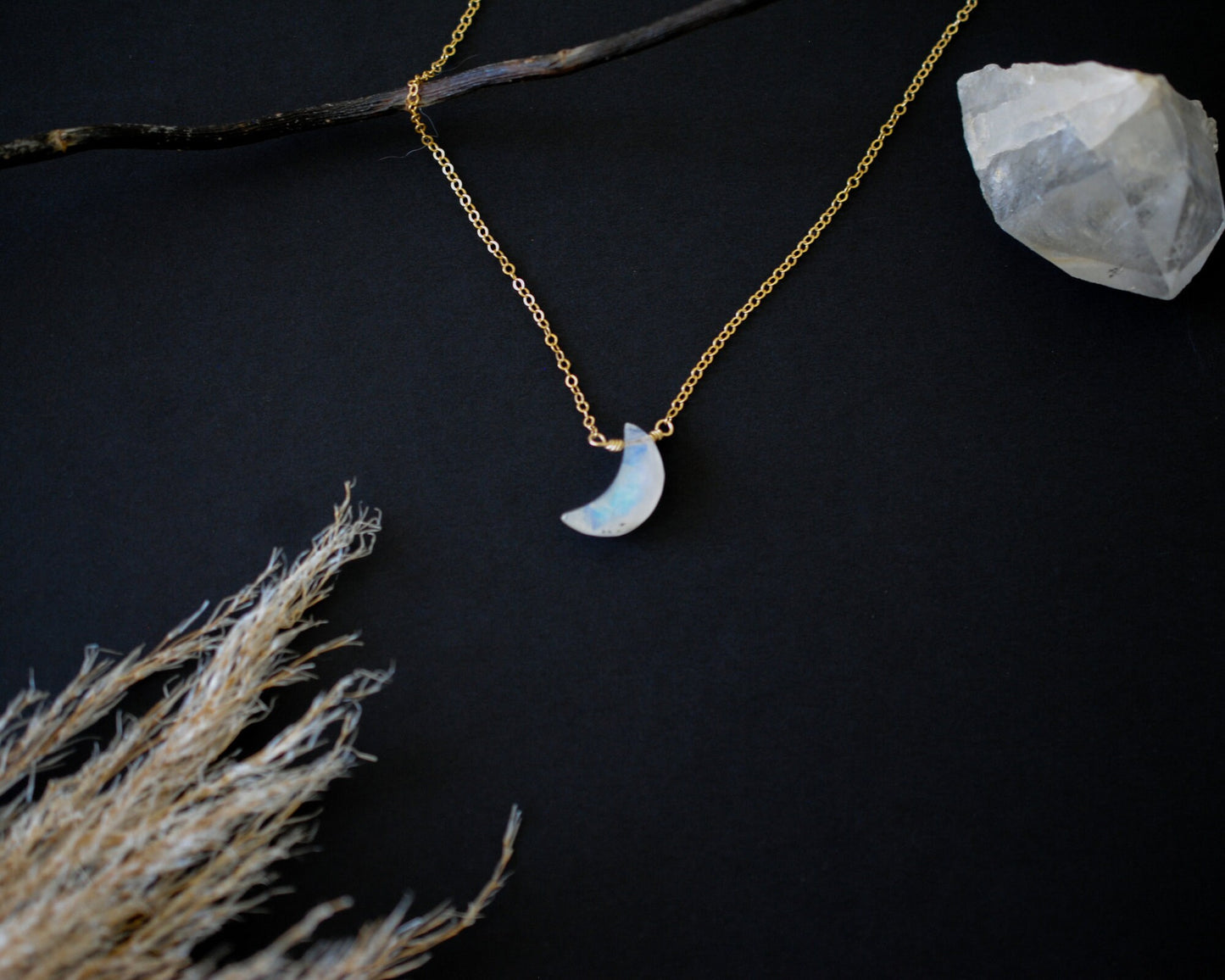 Crystal Moon Necklace & Star Earrings Set