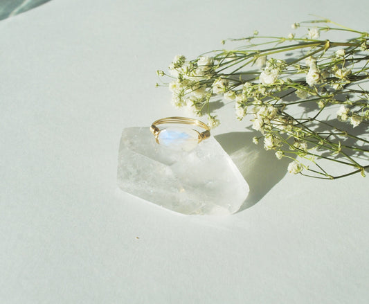 Boho Rainbow Moonstone Ring